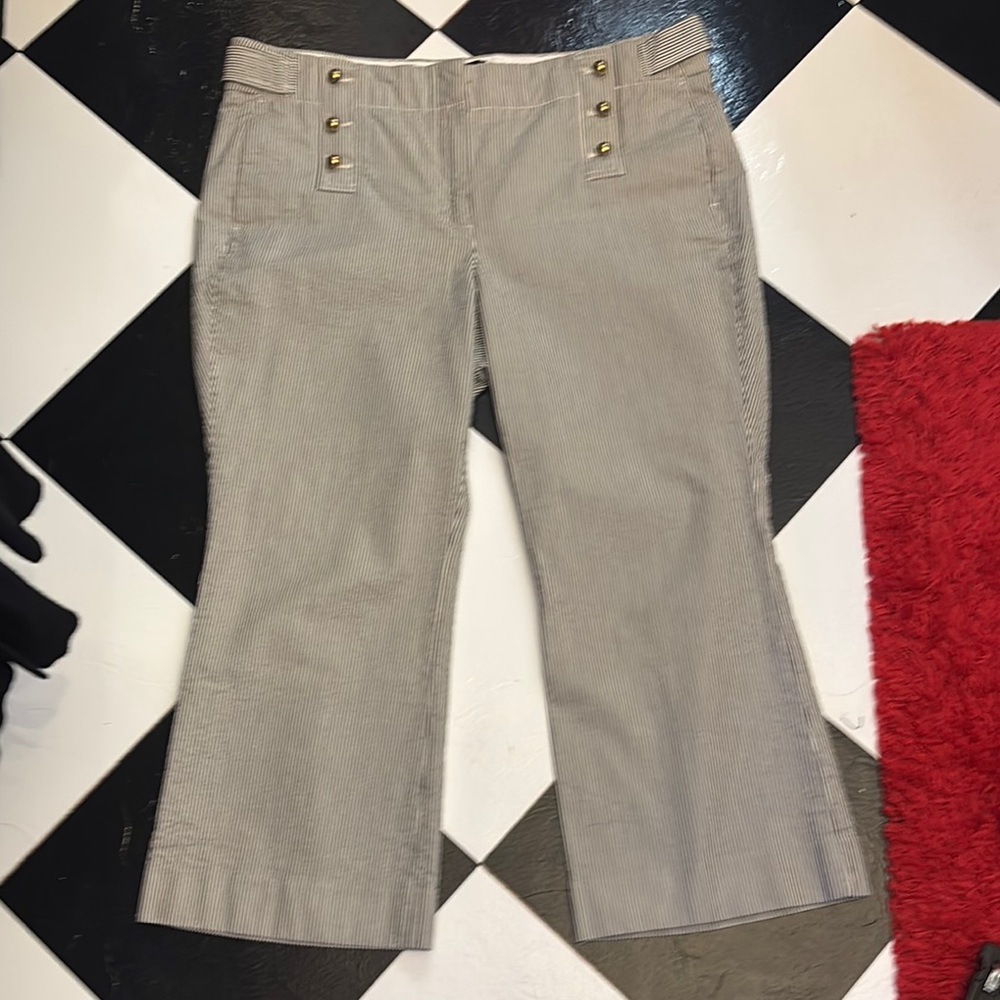 J crew women teddie seersucker ankle sailer pant 16